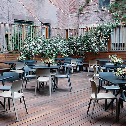 event photo of deck and tables